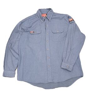 TECGEN FR Work Shirt Lightweight Flame Resistant Safety Long Sleeve Size XL